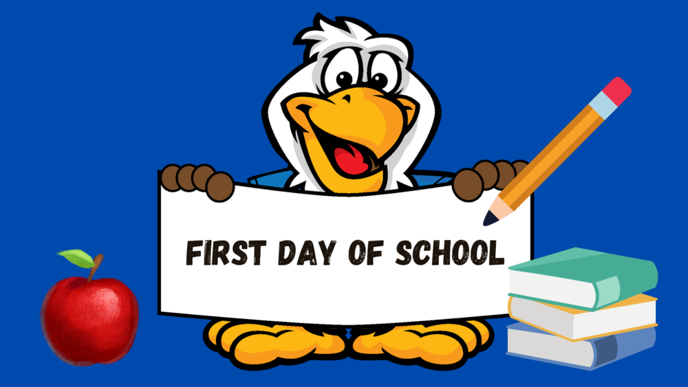 Eagle with first day of school sign