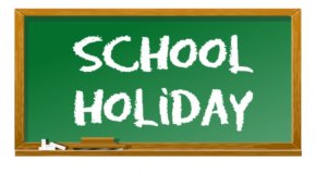 chalkboard that says school holiday in chalk