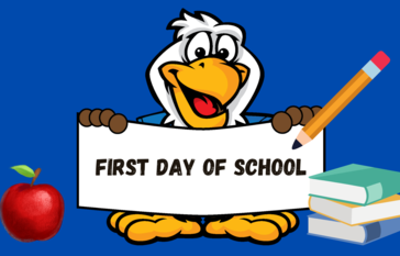 Eagle with first day of school sign